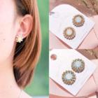 Faux-pearl Circle Stud / Clip-on Earring