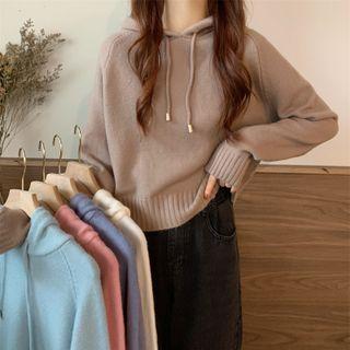 Plain Cropped Hooded Sweater