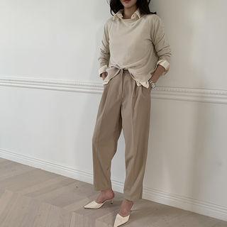 Wrap-back Lightweight Sweater Light Beige - One Size