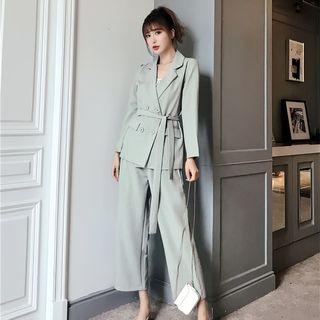 Double-breasted Blazer / Wide-leg Dress Pants