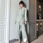 Double-breasted Blazer / Wide-leg Dress Pants