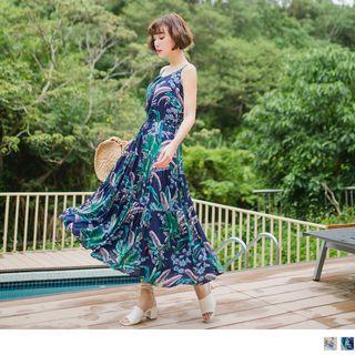 Spaghetti Strap Floral Tie-neck Beach Dress