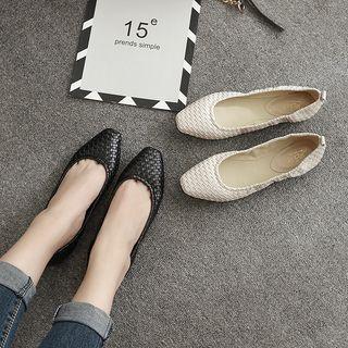 Woven Faux-leather Flats