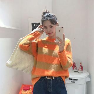 Raglan-sleeve Striped Sweater