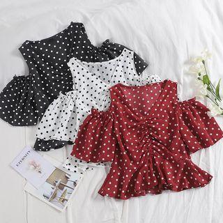 Dotted Off-shoulder Ruffle Top