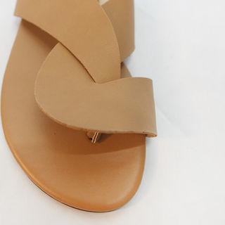 Faux-leather Braided Flip-flops