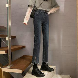 High-waist Split Cropped Jeans