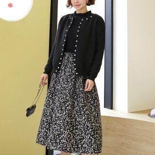 Rhinestone-button Trim Cardigan