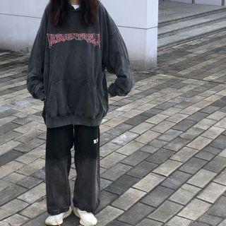 Lettering Gradient Straight-leg Jeans