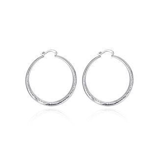 Simple Elegant Fashion Fish Veins Pattern Geometric Small Circle Earrings Silver - One Size