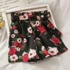 Paperbag High-waist Printed Shorts With Sash