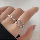 Set Of 2: Heart Ring Set Of 2 - Silver - One Size