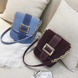 Faux-suede Buckled Cross Bag