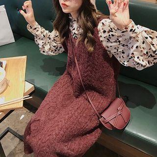 Sleeveless Midi Cable-knit Dress