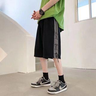 High-waist Lace-up Straight-cut Shorts