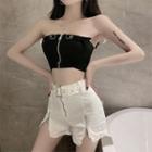 Front Zip Tube Top / Zip Detail Hot Pants