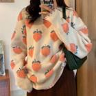Peach Pattern Sweater Sweater - One Size