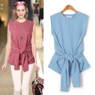 Sleeveless Tie-waist Top