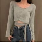Long-sleeve Sashed T-shirt
