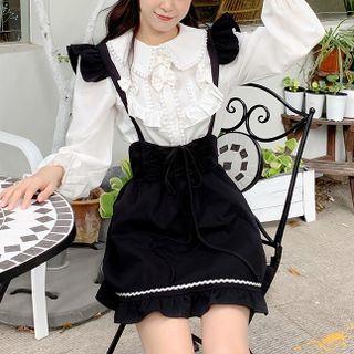 Lace-up Mini A-line Suspender Skirt