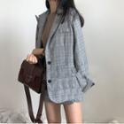 Set: Check Blazer + High-waist Skirt