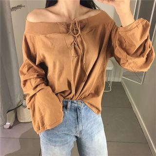 Plain Lace Up Blouse