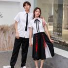 Couple Matching Shirt / A-line Midi Skirt / Pants / Tie / Ribbon / Set