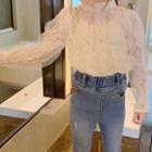 Family Matching Ruffle Long-sleeve Lace Top