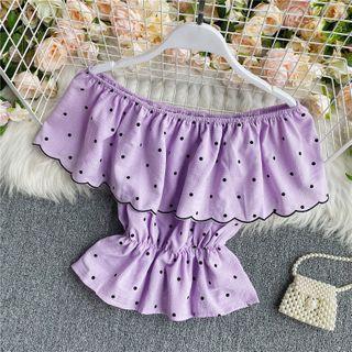 Contrast-trim Dotted Chiffon Blouse