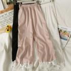Ribbon Lace-hem Wide-leg Pants
