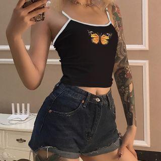 Butterfly Pattern Cropped Camisole Top