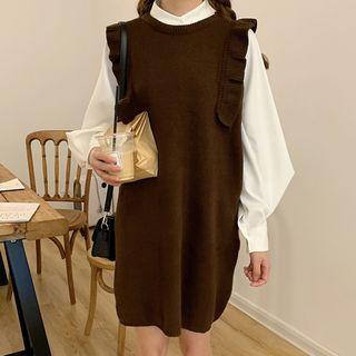 Balloon-sleeve Shirt / Ruffle Sleeveless Knit Dress