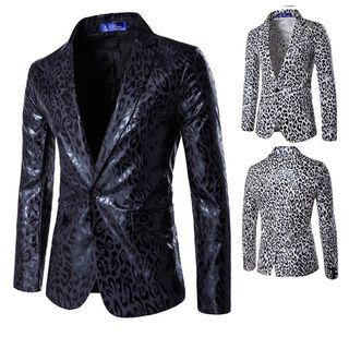 Animal Print Buttoned Blazer