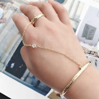 Rhinestone Alloy Ring Bangle As Shown In Figure - One Size