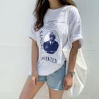 Printed M Lange Cotton T-shirt Melange White - One Size