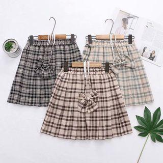 Set: Plaid Mini A-line Skirt + Bow Tie
