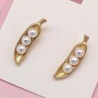 Faux Pearl Alloy Bean Earring 1 Pair - As Shown In Figure - One Size