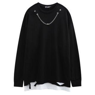 Chained Distressed Sweatshirt