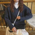 Cable Knit V-neck Loose-fit Sweater