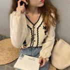 Lace Embroidered Panel Knit Top
