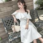 Plain Spaghetti Strap Midi A-line Dress