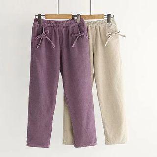 Bow-detail Corduroy Pants