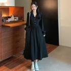 Plain Notch Lapel Long-sleeve Dress