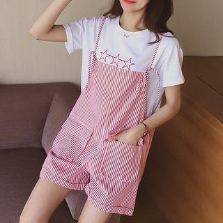 Set: Star Short-sleeve T-shirt + Striped Jumper Shorts