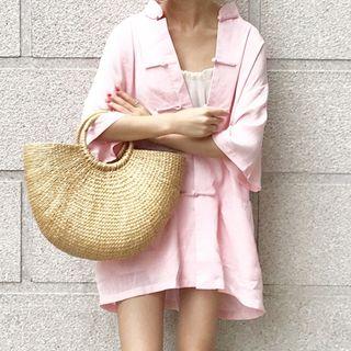 Mandarin Collar Frog Button Long Jacket