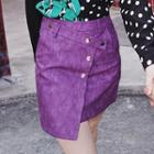 Faux Leather Asymmetrical Mini Skirt