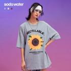 Sunflower-print Loose T-shirt