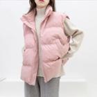 Padded Zip-up Vest Light Pink - One Size