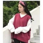 Plain Long-sleeve T-shirt / V-neck Vest