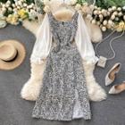 Puff-sleeve Leopard Print A-line Dress